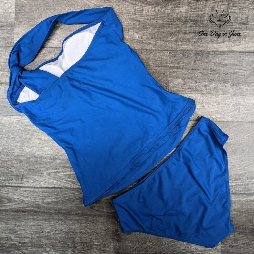 Tempt Me Ruched One Shoulder High Neck Tankini - Picture 5 of 5